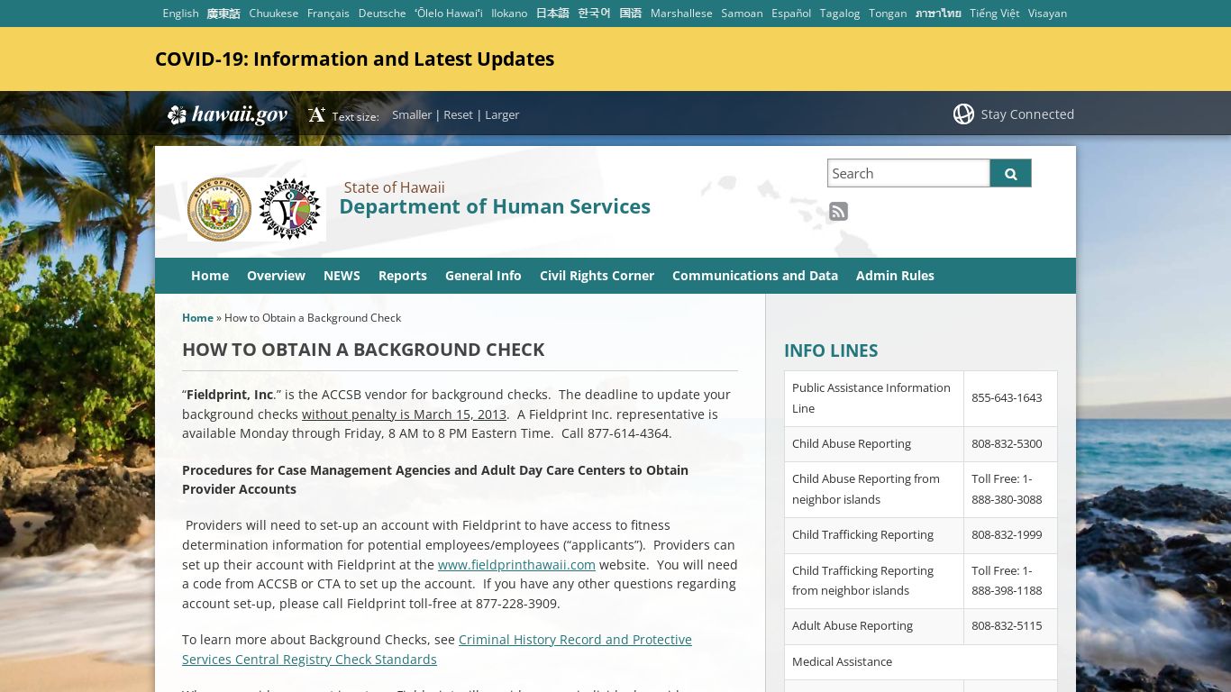 Department of Human Services | How to Obtain a Background Check